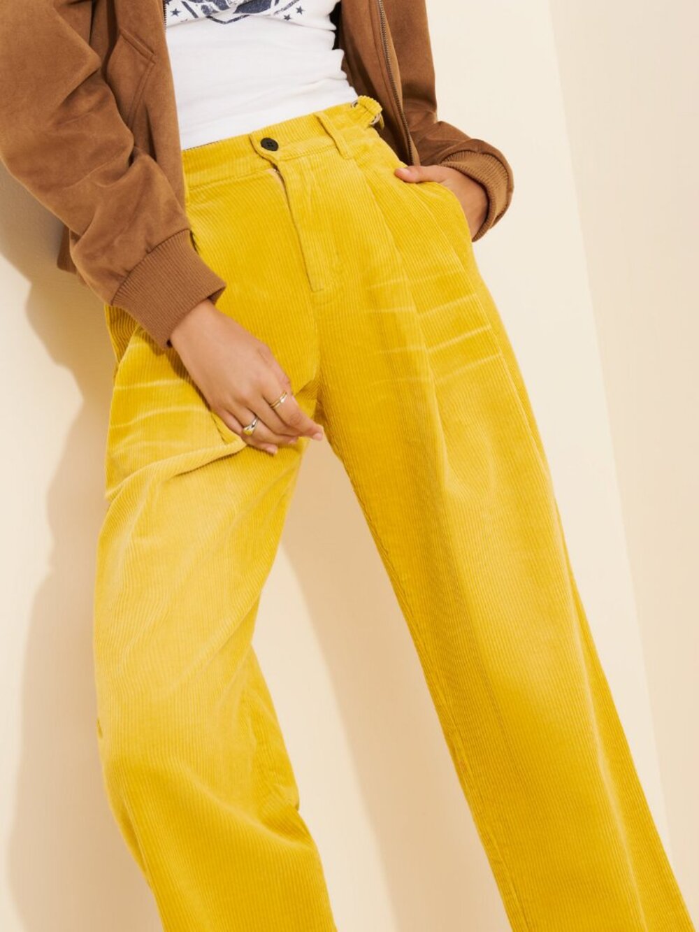 Pleated Corduroy Pants 100% Cotton